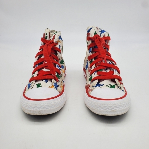 Converse Shoes Youth 1 Chuck Taylor High Dinosaurs Canvas White Red A01668F - Picture 2 of 14